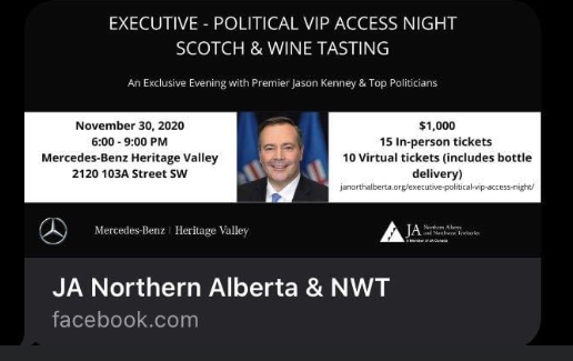 An event with Premier Jason Kenney shared on Facebook.
