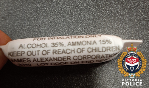 A photo of the ammonia inhalant provided by Victoria police.