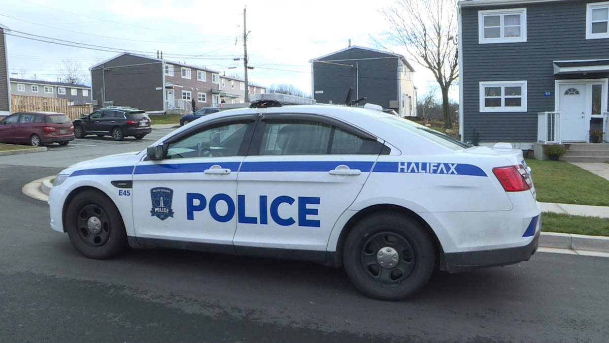 Image of a police car on scene of the stabbing. 