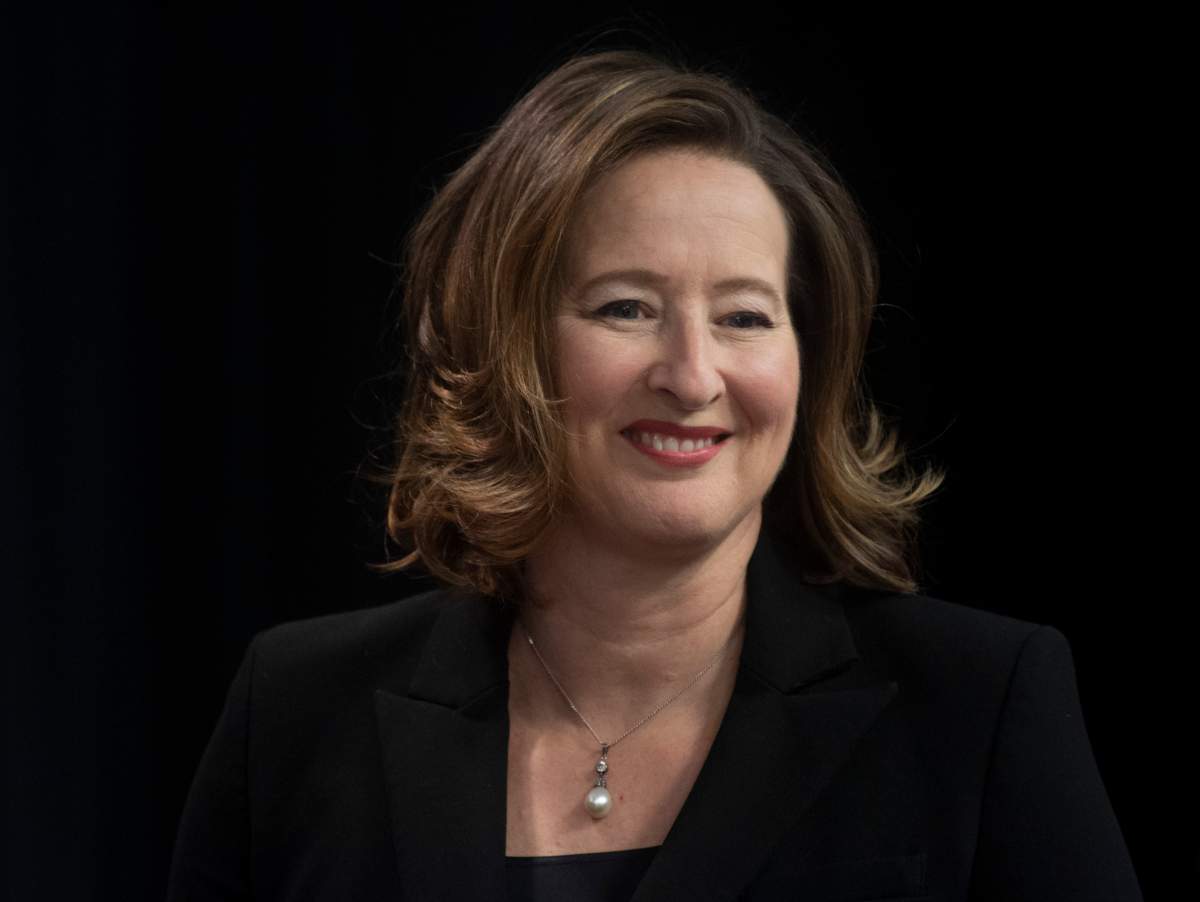 Senior Deputy Governor of the Bank of Canada, Carolyn Wilkins, smiles before delivering her final public speech Thursday November 12, 2020 in Ottawa.
