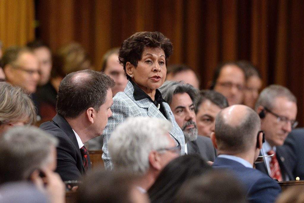 Liberal MP Yasmin Ratansi delivers a speech prior to the vote for the election of a new Speaker to preside over the House of Commons on Parliament Hill in Ottawa on Thursday, Dec. 3, 2015. 