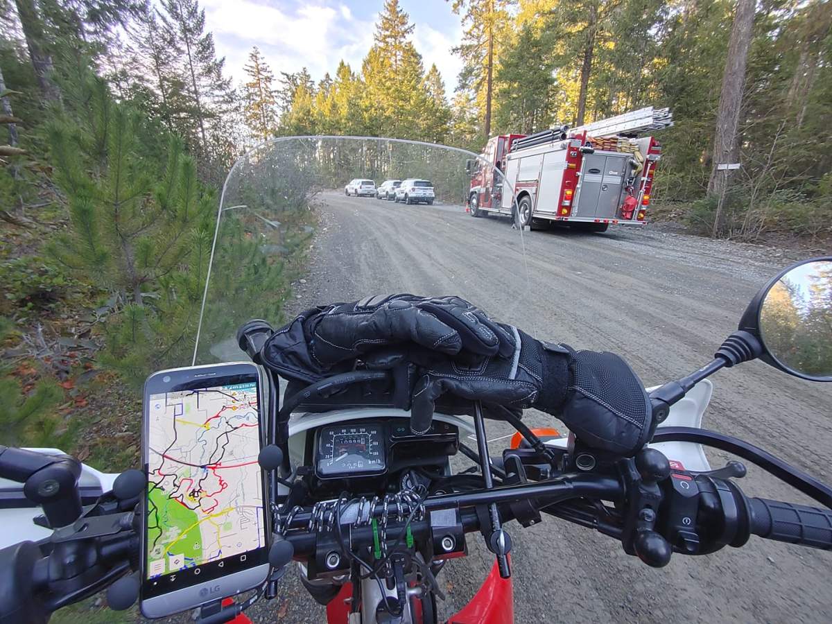 First responders on scene near a gravel quarry in the Whiskey Creek area near Coombs.
