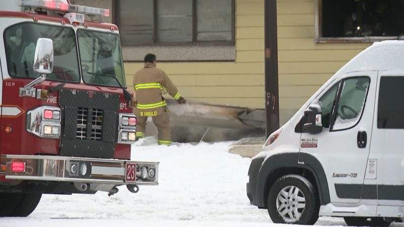 Calgary firefighters respond to a blaze in the 100 block of Dover Meadow Close Southeast on Nov. 19, 2020.
