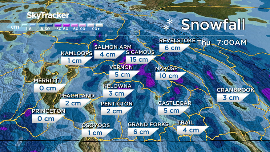 Generally 1 to 5 centimetres of snow is possible on Tuesday.