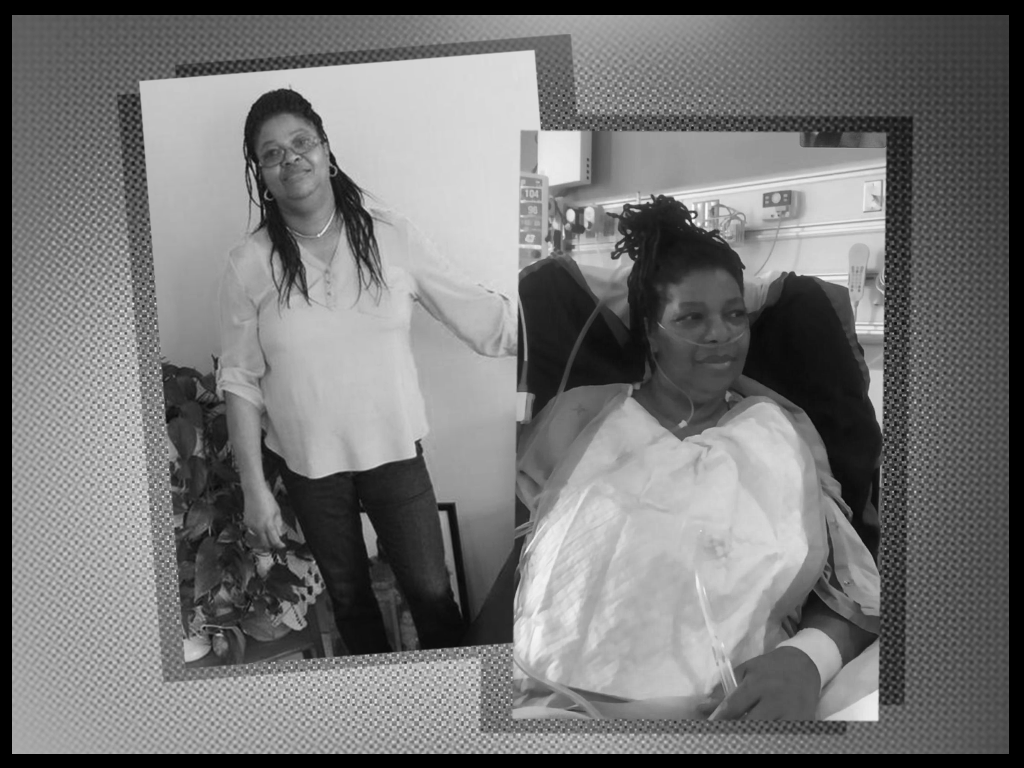 Maggie Gittens, before (left) and during (right) COVID-19.