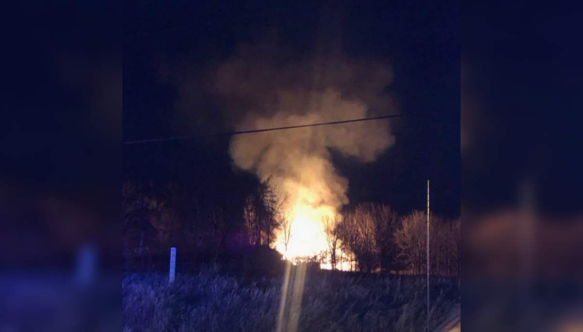 OPP say a barn was found fully engulfed in flames on Sunday night near Guelph. 