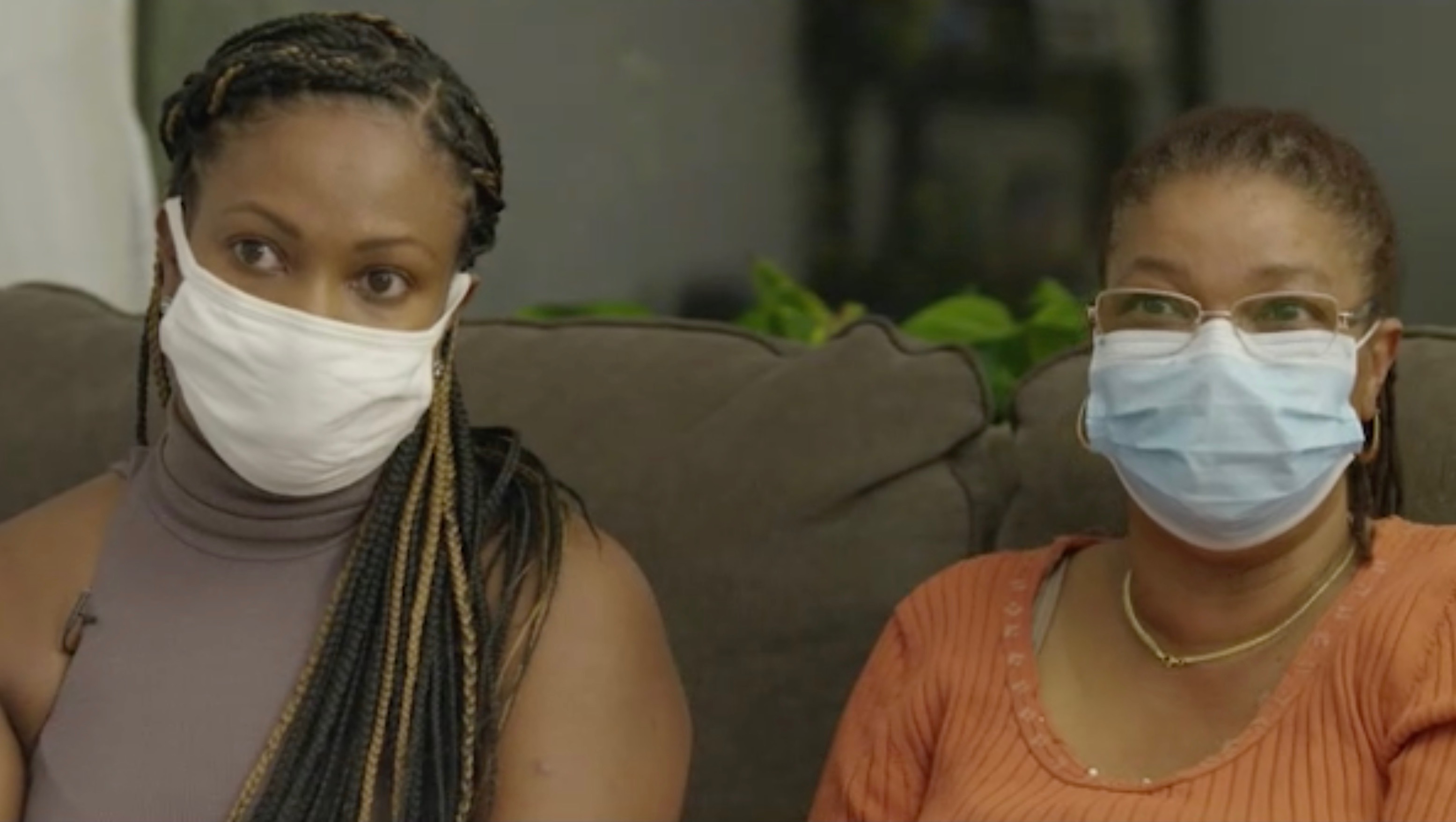 Maggie Gittens (right), recovering after COVID-19 sent her to hospital, with her daughter Nerona (left).