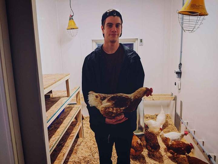 Justin inside his state-of the-art chicken coop. Courtesy Make-a-Wish Canada
