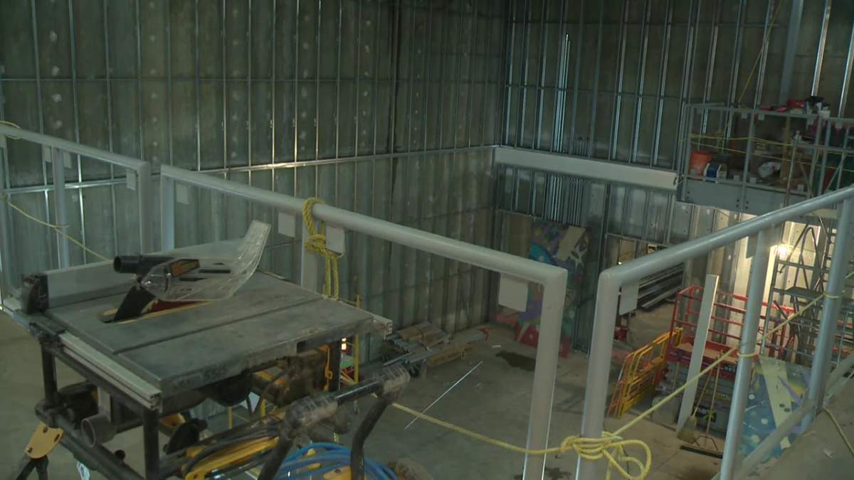 Construction is underway to rebuild the Roxy Theatre on 124 Street near 107 Avenue in Edmonton, Alta. November 2020.