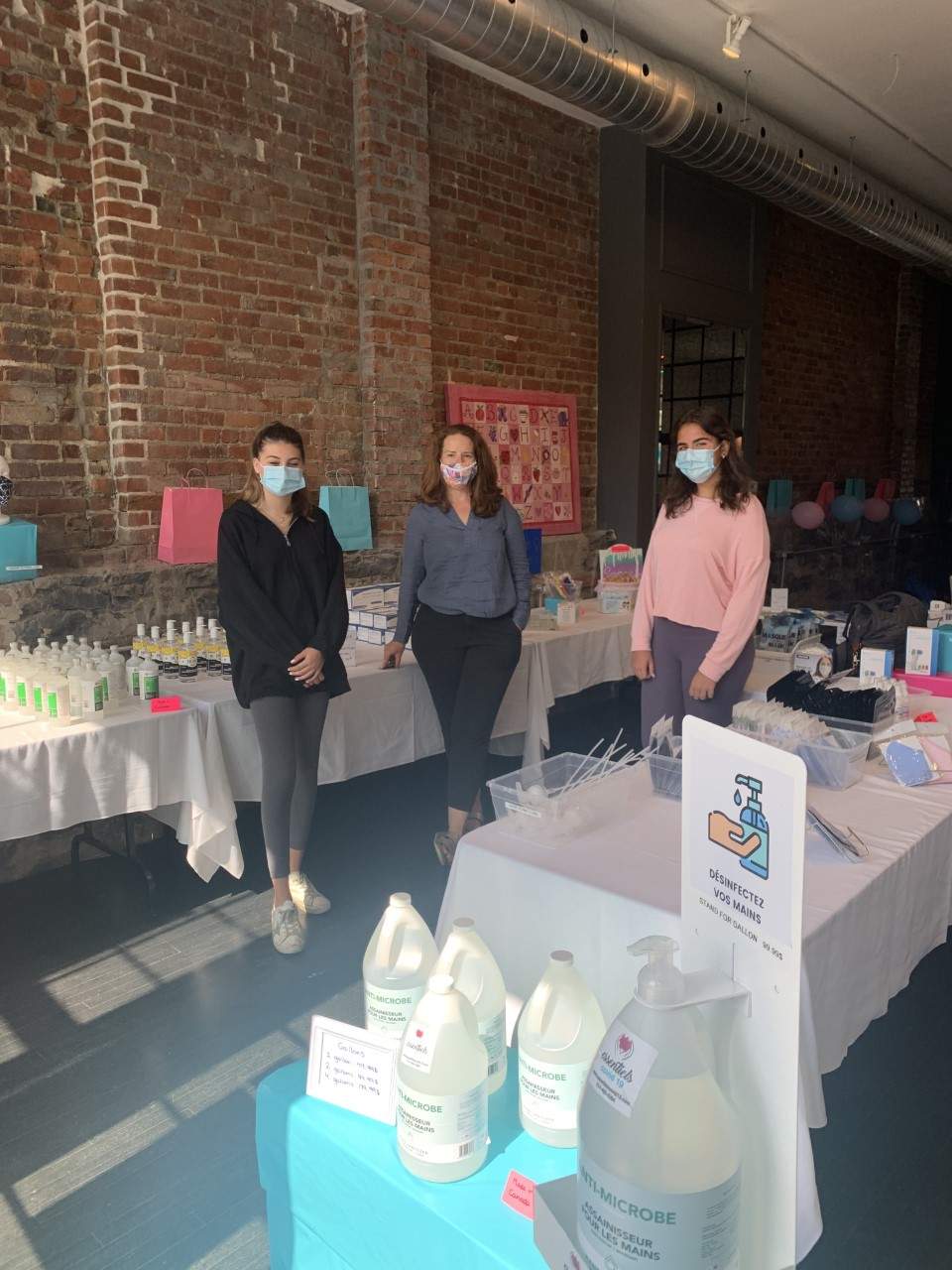 Zoe Miller, Westmount mayor Christina Smith and Vanessa Vassalos at the Westmount Pop-Up PPE Shop