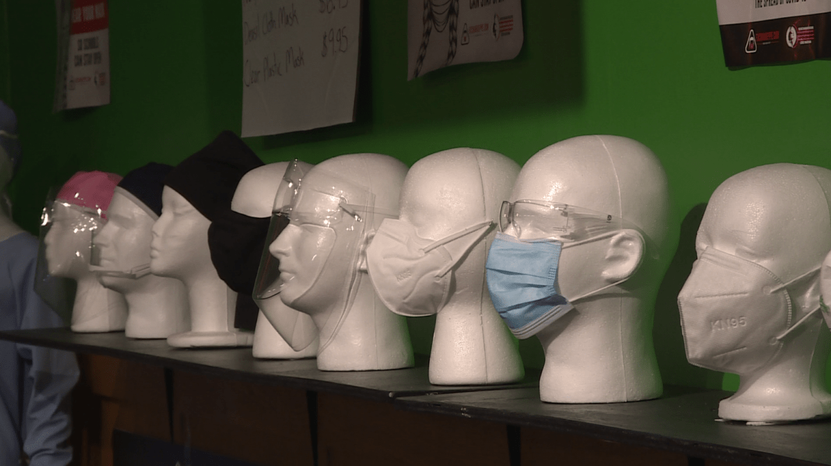 A variety of masks on display at Exchange PPE.