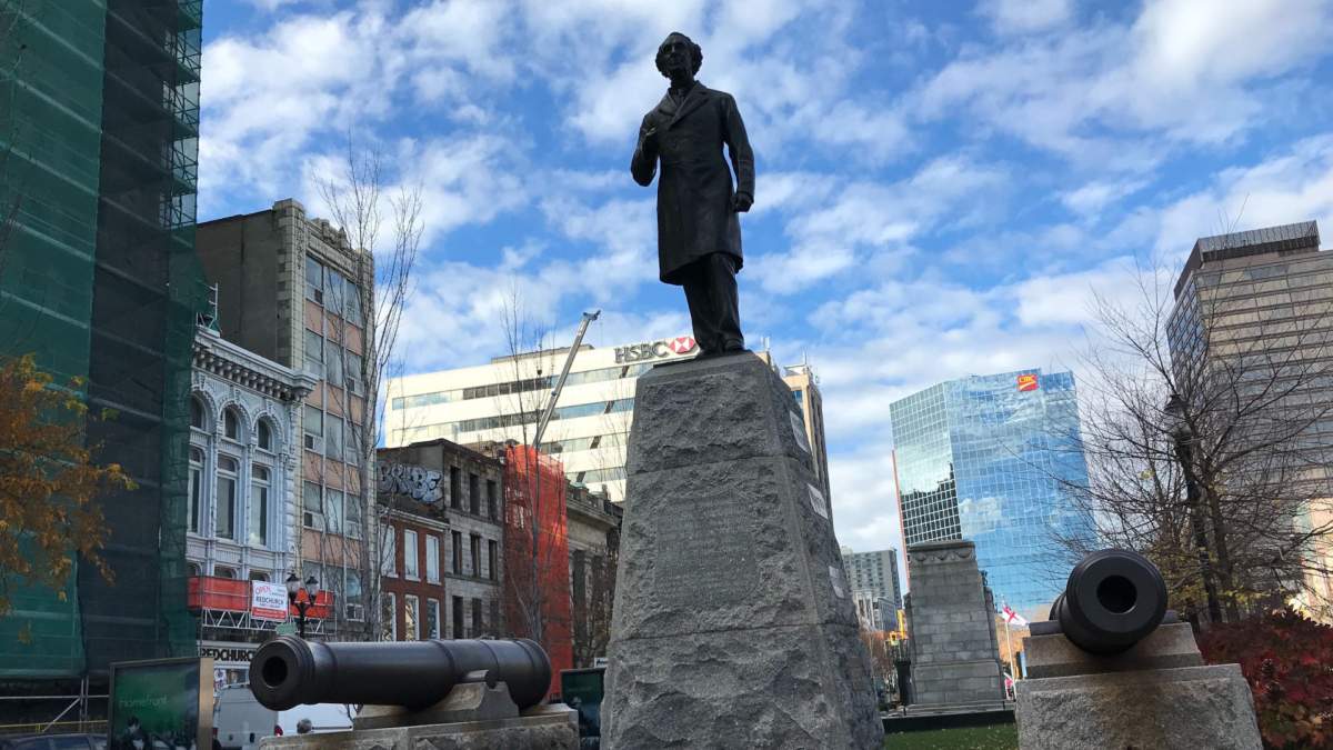 John A MacDonald statue in Gore Park near Hughson Street South and King Street East.