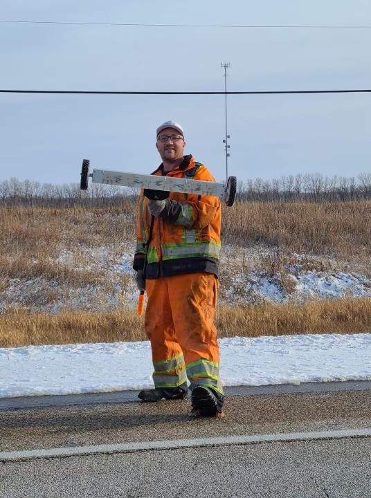 Marcel LaFortune has been using a magnet to pick up hundreds of loose nails and screws he says have been left strewn across PR 200 near his home in St. Adolphe. 