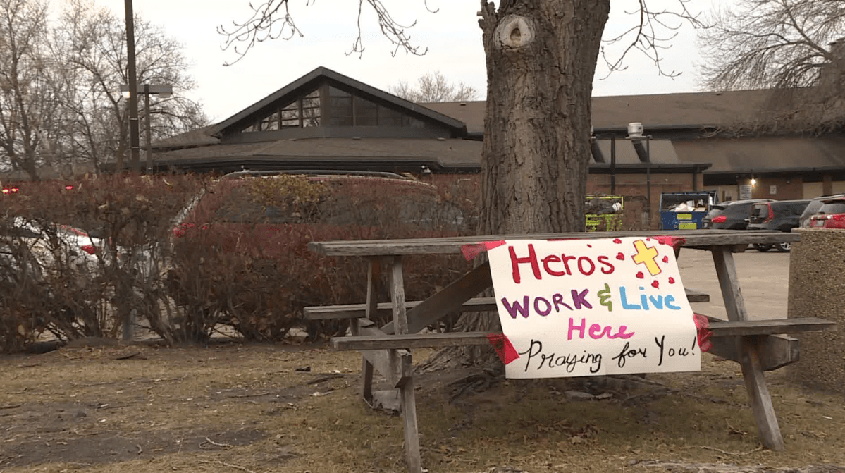 The scene outside Maples Personal Care Home on Nov. 8, 2020.