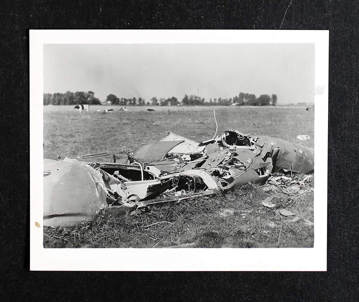 Ornstein’s Lancaster bomber after the crash near Bremen, Germany in March 1945.