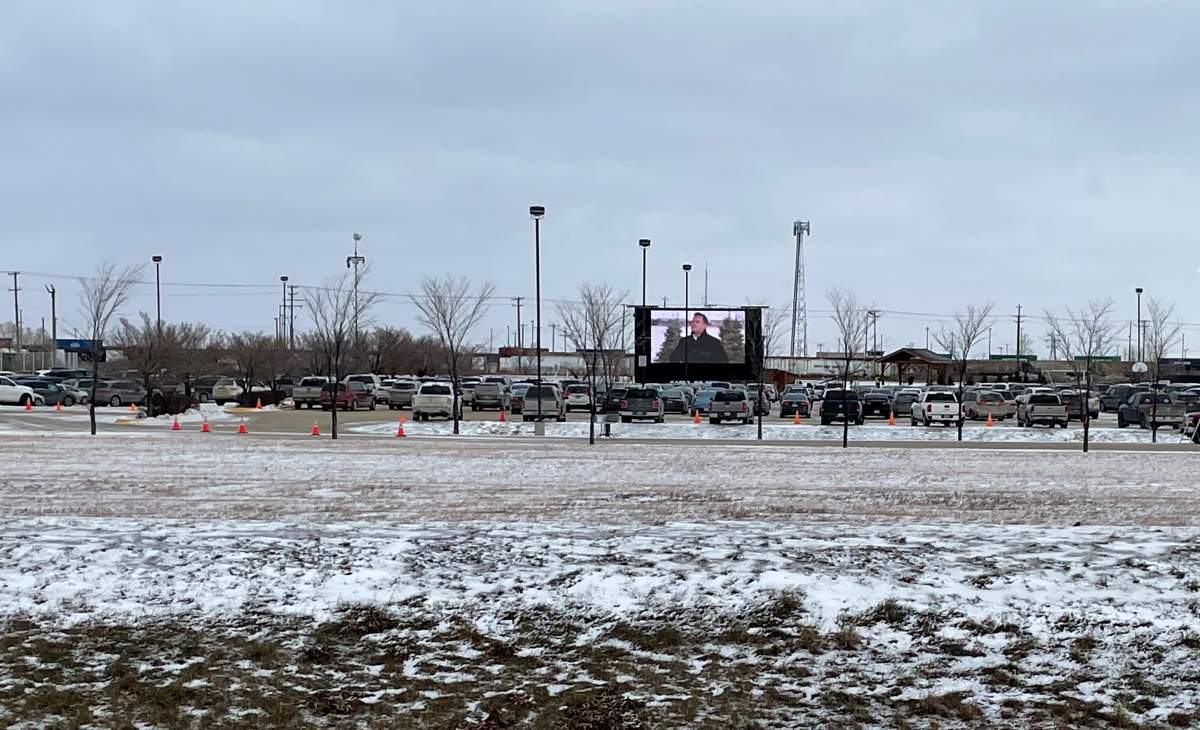 A Springs Church drive-in service on Sunday, November 29, 2020. 