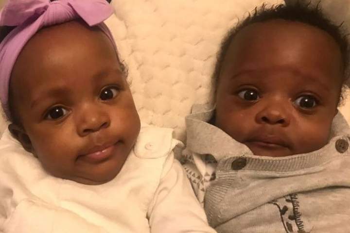 Twins Sochika, left, and Osinachi are shown at 10 weeks old in this handout photo from the Uke family.