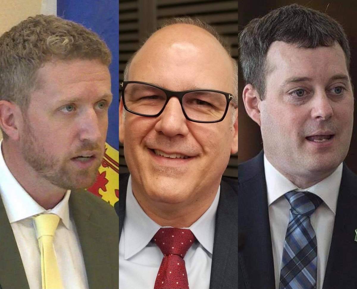 (L to R) Iain Rankin, Labi Kousoulis and Randy Delorey are the three men in the race to become the next leader of the Nova Scotia Liberal party and the next premier of the province.