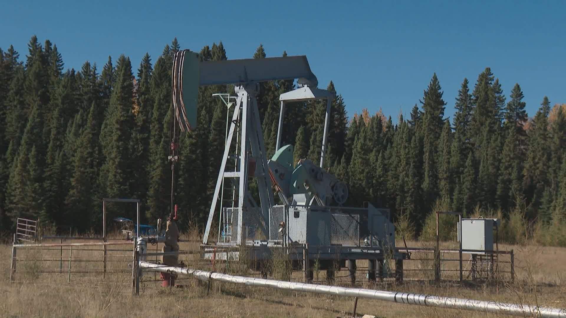 A pumpjack is seen on Verna Phippen's property in Westerose, Alberta. 