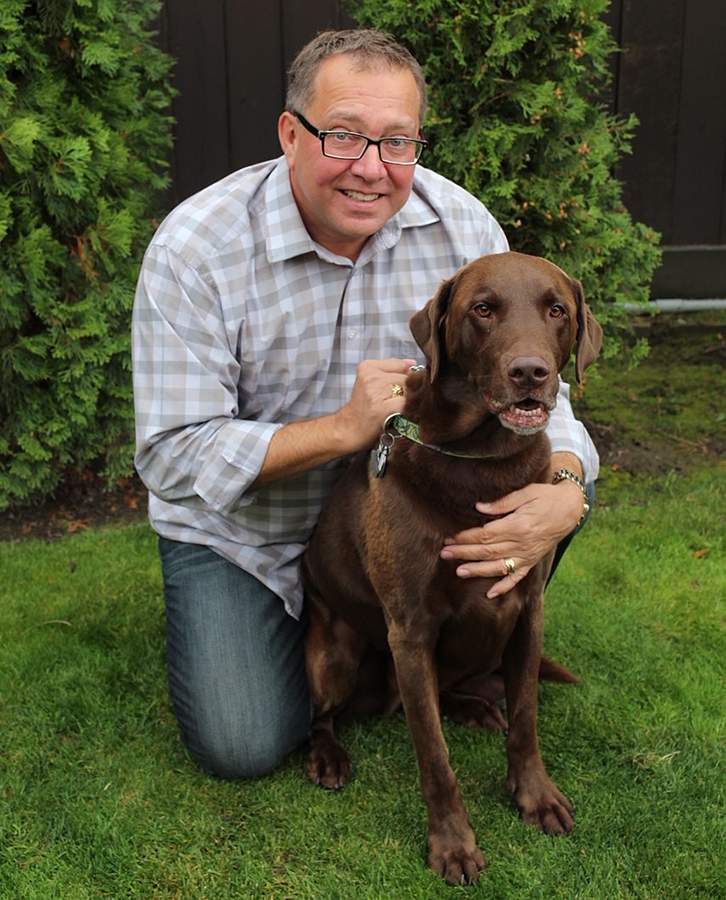 Brent Ross of Salmon Arm, B.C., with his dog, Jack.