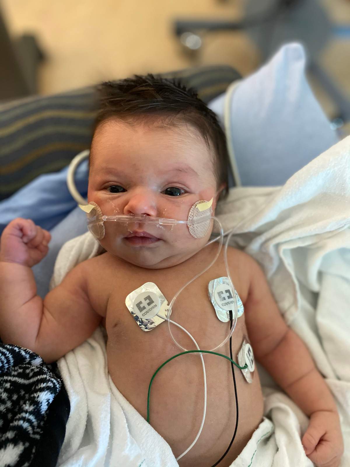 When five-day old Nora Forrest, shown in Calgary in a family handout photo, was first hospitalized with COVID-19, her parents didn’t know if she’d survive. Nora was born on Nov. 22, full term and healthy. The following night, her mom started feeling ill. The bug then hit the baby’s dad, grandmother and big sister.
