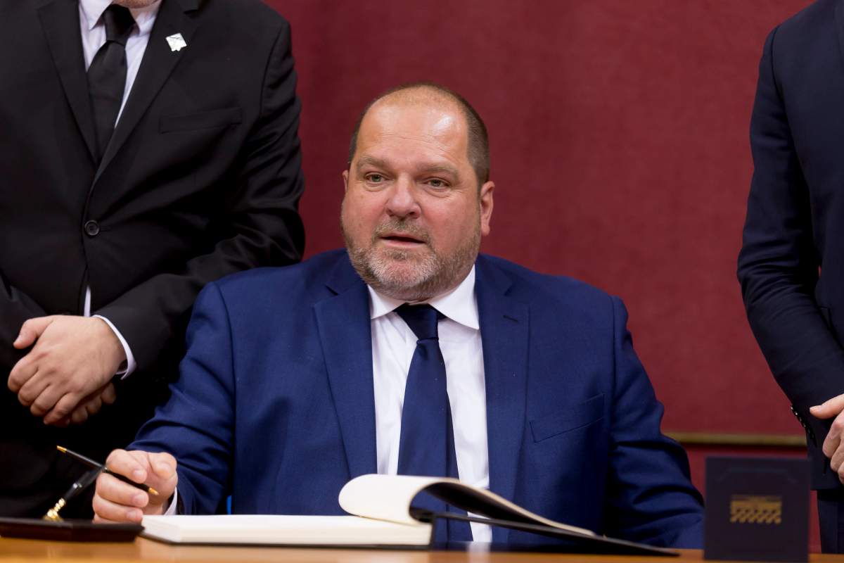 Parti Québecois MNA Harold LeBel is sworn in at the national assembly in Quebec City on Friday, Oct. 19, 2018.