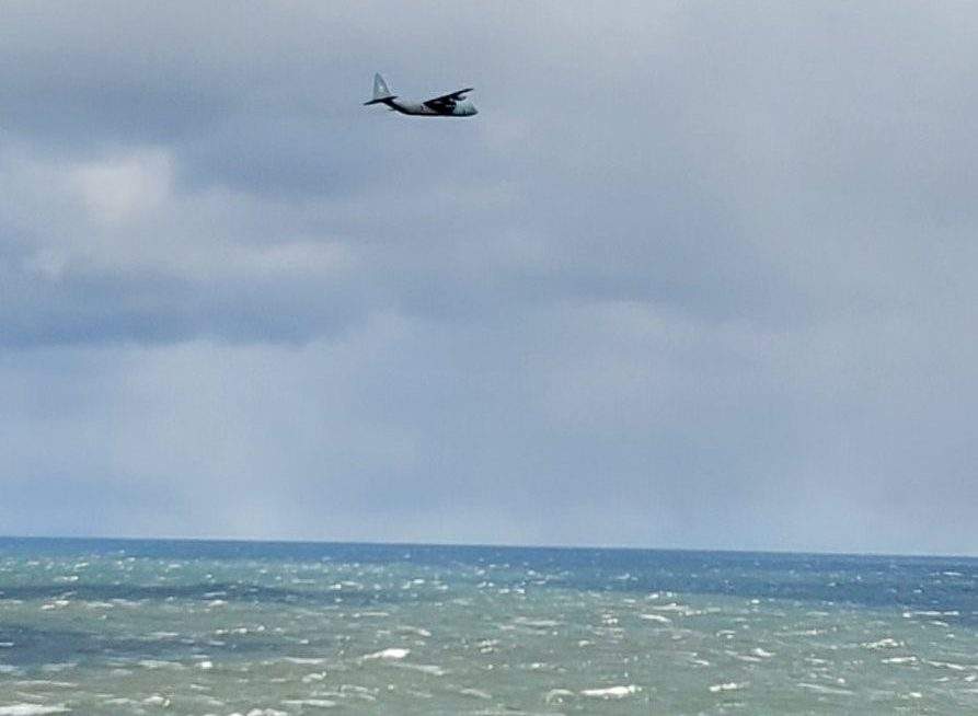 A Hercules aircraft takes part in the search for the Chief William Saulis, a scallop boat missing in the Bay of Fundy on Dec. 15, 2020. 