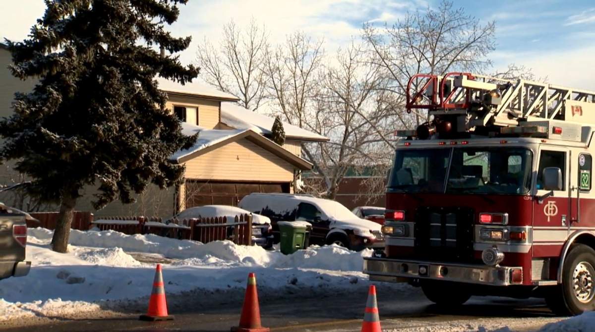 Fire crews were called to the fire at a residence in the 100 block of Castlebrook Drive N.E. at around 11:30 a.m. Monday, Dec. 28, 2020.