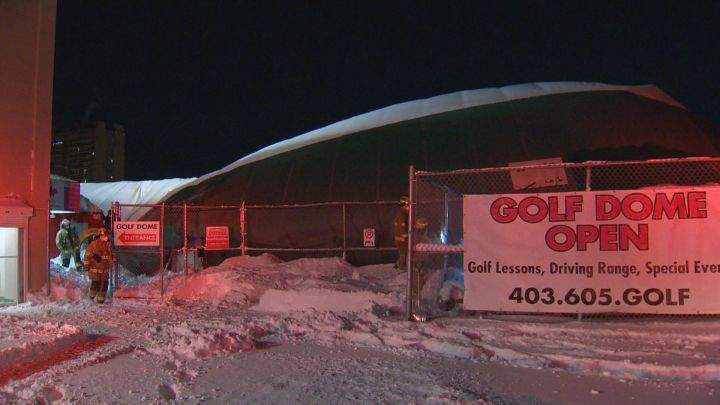 The Calgary Fire Department deployed its technical rescue team to the Golf Dome Tuesday, Dec. 22, 2020 after it collapsed.