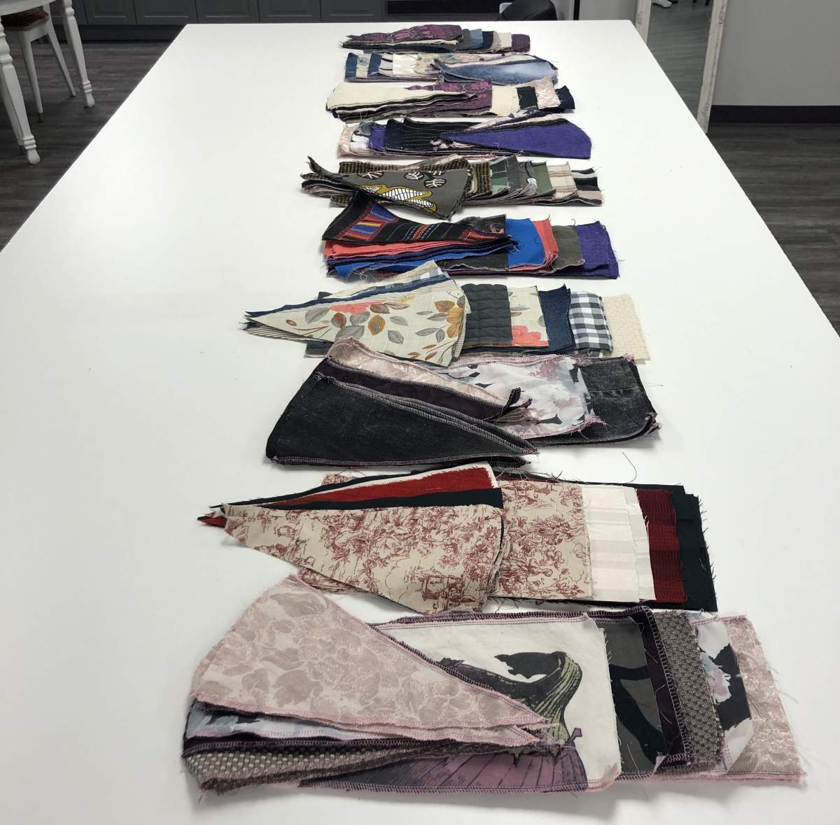 When items have rips or stains, they’re cut up and turned into other products.