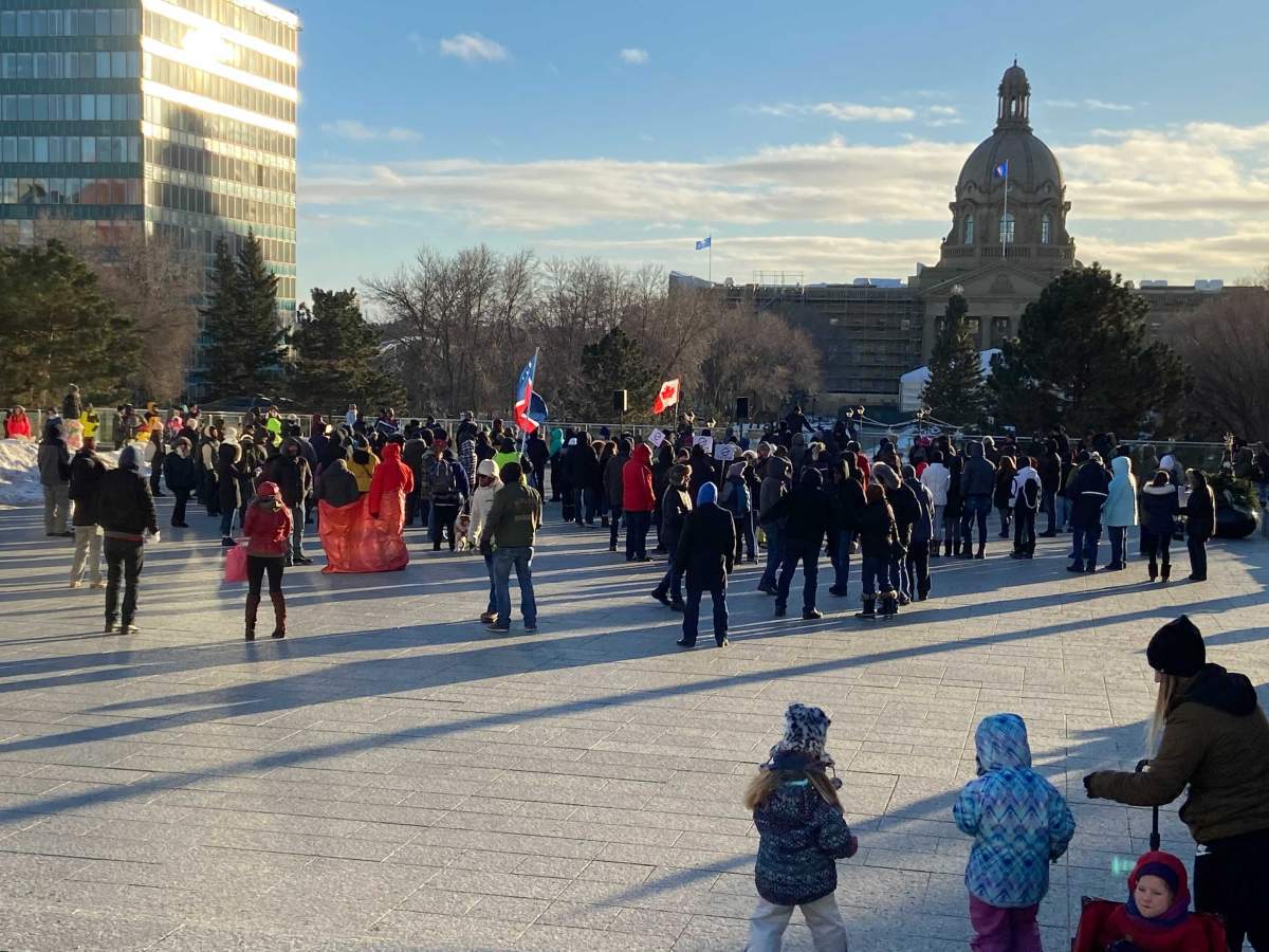 The March for Freedom in Edmonton, Alta., on Saturday Dec. 12, 2020.