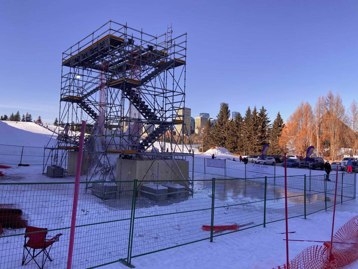 The Edmonton Ski Club is building an ice wall, expected to open in mid-January 2021.