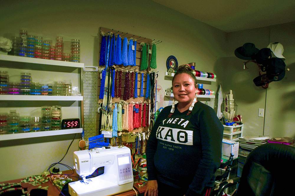 Joan Alexis in the studio she built in her home.