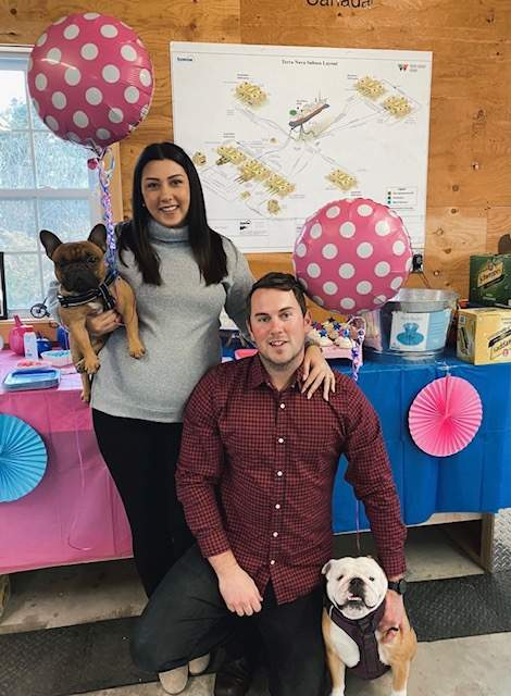 Expectant mother Katie Ryerson, with husband, Connor, after discovering at a gender reveal party their baby would be a girl. Courtesy: Katie Ryerson