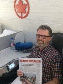 Kevin Garratt on the flight home to Vancouver from China, September 2016.