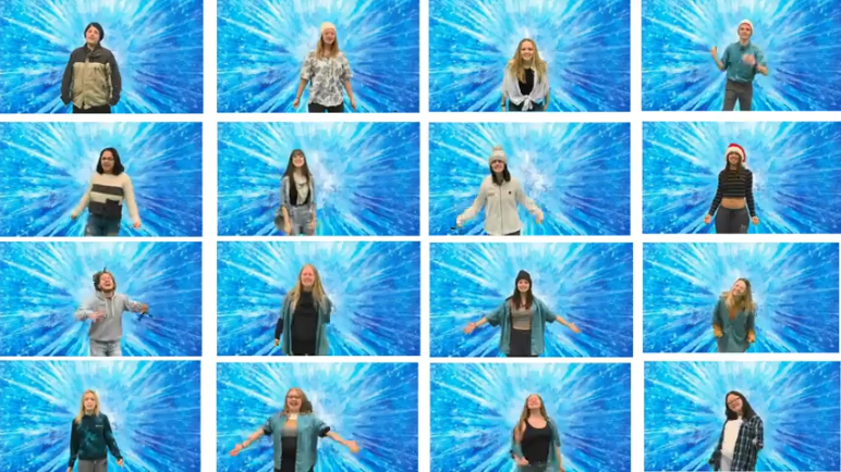 A screenshot of the virtual concert 'A Very Parkside Christmas.'.