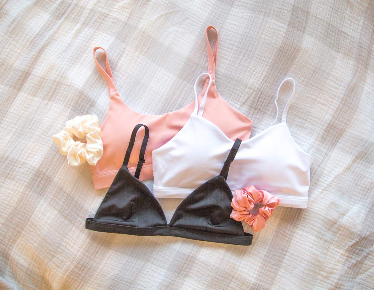 Apricotton offers three colour options with an elastic waistband and adjustable straps that can be crisscross to hide under clothing and removable pads so girls can continue to wear the same bra as they develop.