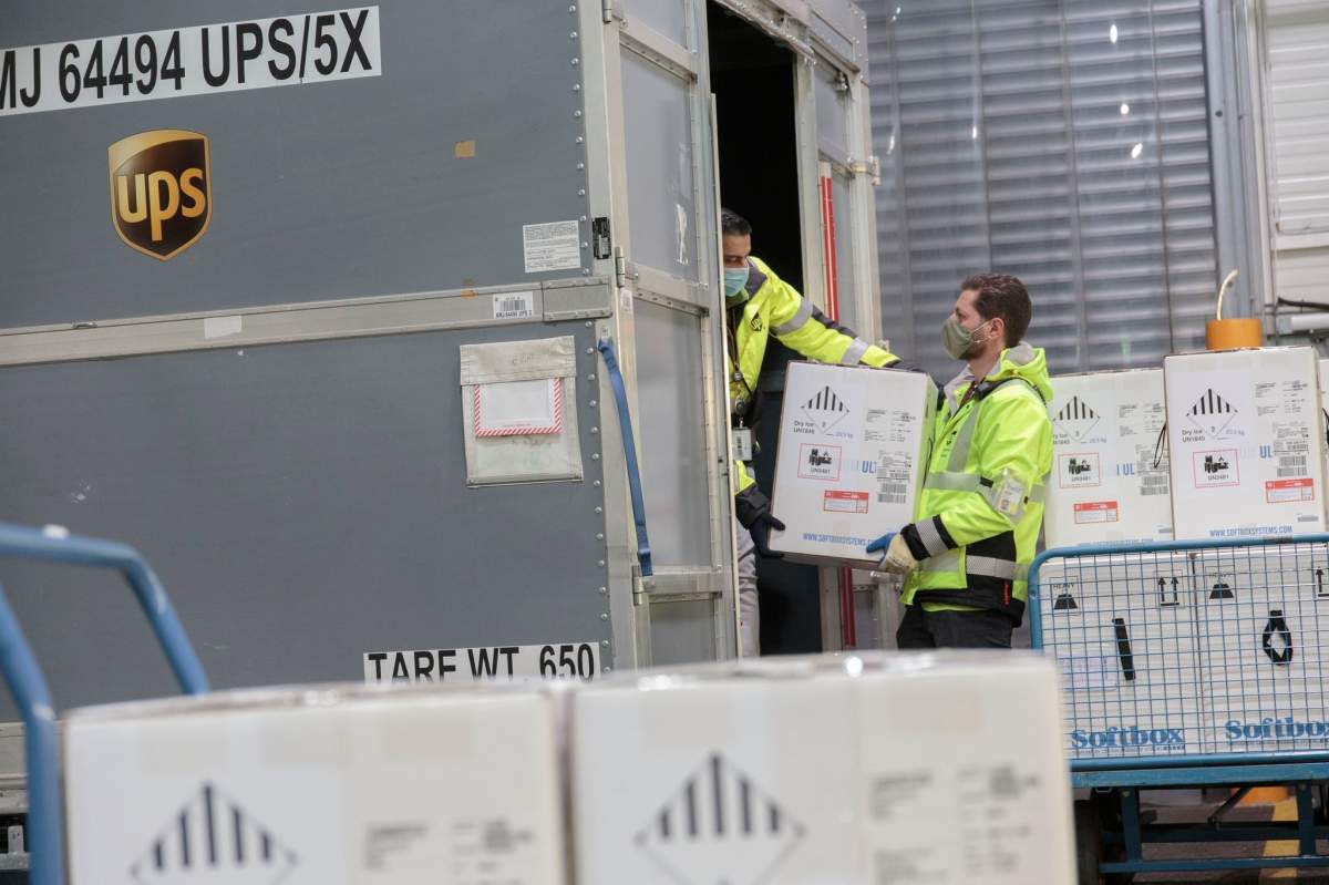 UPS Canada said these are the first images of the Pfizer vaccine that is headed to Canada.