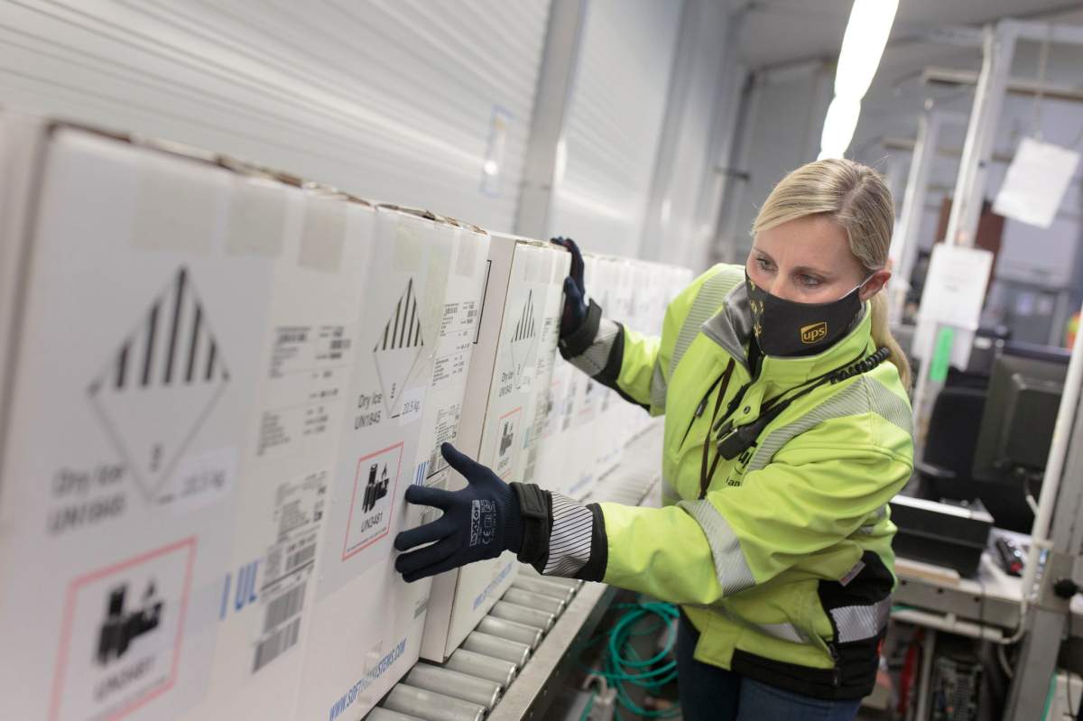 UPS Canada’s images of the Pfizer vaccine being processed in Cologne, Germany.