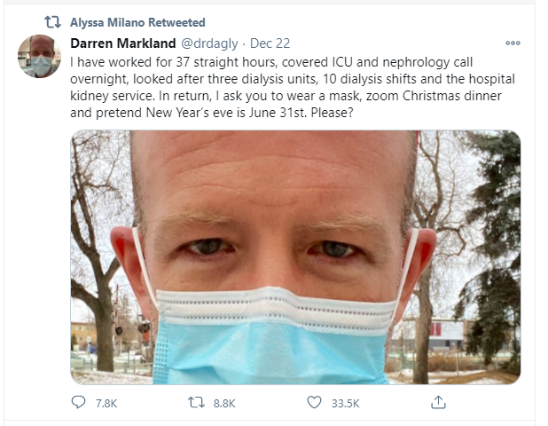 Actress, Alyssa Milano, retweets Edmonton doctor