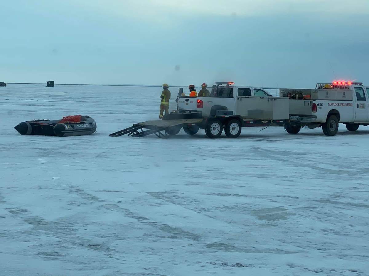 Lake Winnipeg rescue on Saturday, December 19. Fire crews unable to use their zodiac boat due to high wind and rough water.