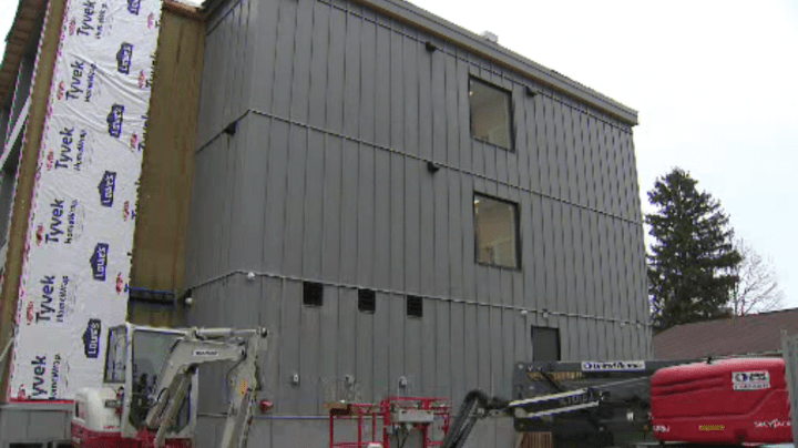 The City of Toronto's first modular housing building on Macey Avenue.