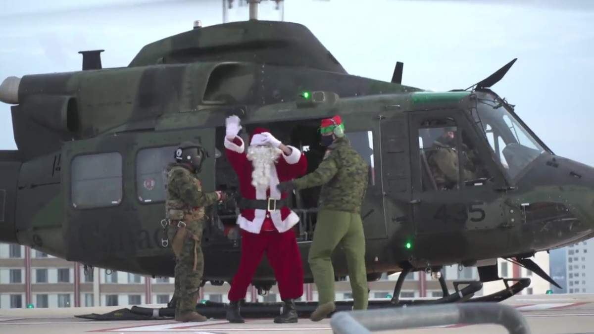 Santa arrives at the Stollery Children’s Hospital on December 15, 2020