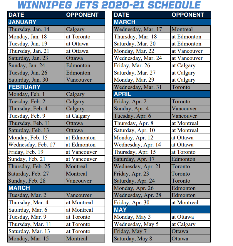 The 2020-21 schedule.