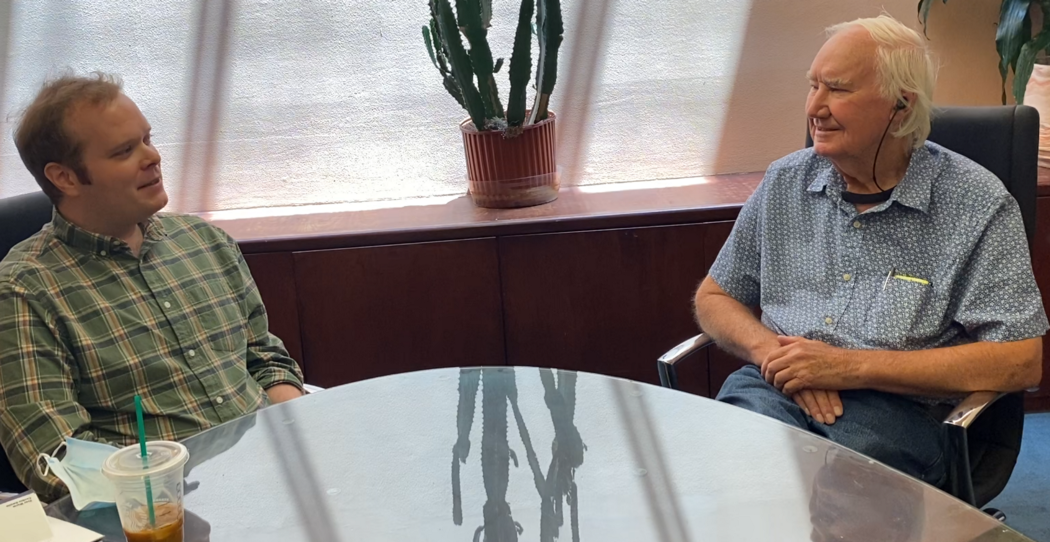 Jack Stuef, left, is shown with Forrest Fenn in Santa Fe, N.M., in this June 2020 file photo.