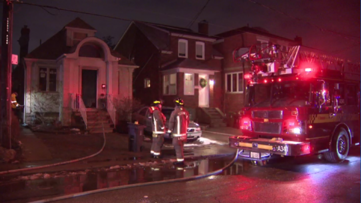 Emergency crews at the scene of a fatal fire in the area of Glenhome and Clovelly avenues late Wednesday.