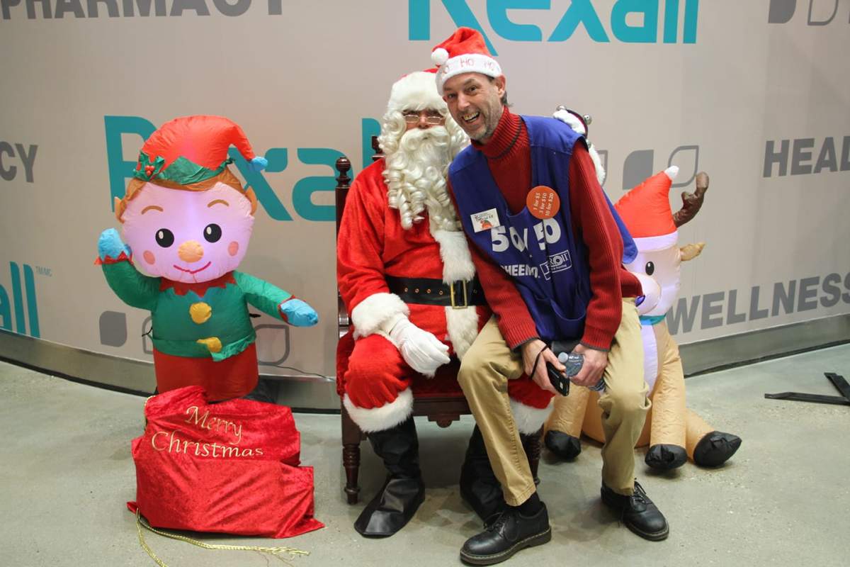 Blair Barton during a volunteer session for 630 CHED Santas Anonymous