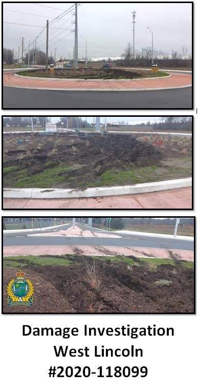 Damage to West Lincoln roundabout totals $7,500.