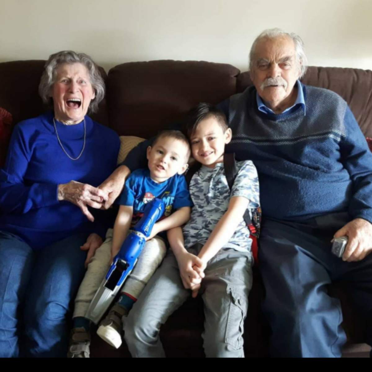 Leona and Stanley Clifford with two of their great-grandchildren.