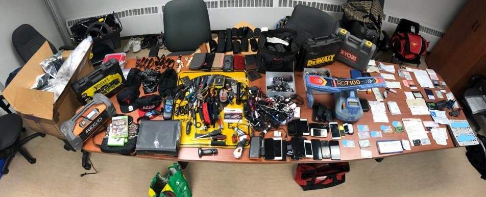 Some of the items Elgin, Middlesex, and Oxford OPP detachments say they seized as part of a two-month investigation into a property and vehicle crimes that occurred in southwestern Ontario since November 2020. Two people have been charged.